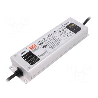 Power supply: switched-mode | LED | 200W | 57÷114VDC | 875÷1750mA