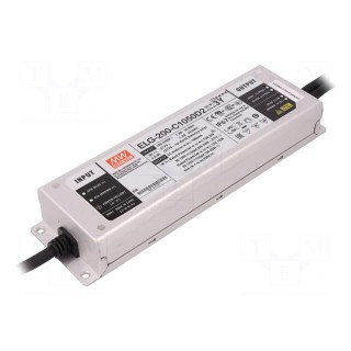 Power supply: switched-mode | LED | 199.5W | 95÷190VDC | 1.05A | IP67