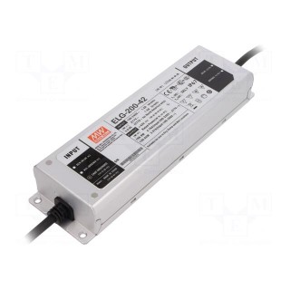 Power supply: switched-mode | LED | 199.9W | 42VDC | 4.76A | 100÷305VAC