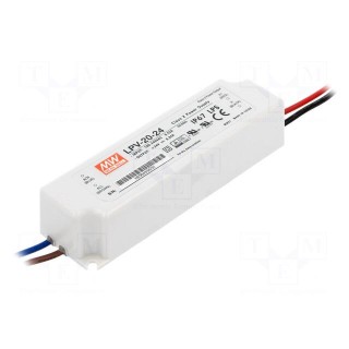 Power supply: switched-mode | LED | 20W | 24VDC | 0.84A | 90÷264VAC