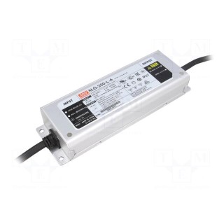 Power supply: switched-mode | LED | 200W | 142÷285VDC | 350÷1050mA