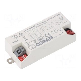 Power supply: switched-mode | LED | 21W | 30÷42VDC | 400÷500mA | IP20