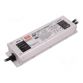 Power supply: switched-mode | LED | 239.4W | 114÷228VDC | 1.05A | IP67