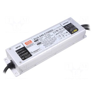 Power supply: switched-mode | LED | 240.1W | 172÷343VDC | 700mA | IP67