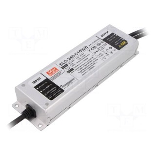 Power supply: switched-mode | LED | 240W | 114÷228VDC | 1050mA | IP67