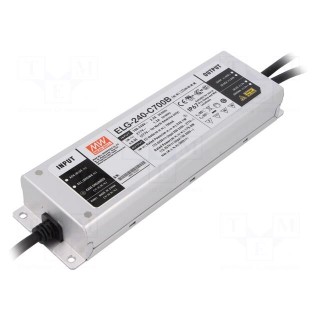 Power supply: switched-mode | LED | 240.1W | 172÷343VDC | 700mA | IP67