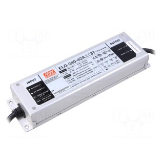 Power supply: switched-mode | LED | 240W | 42VDC | 2.86÷5.71A | IP65