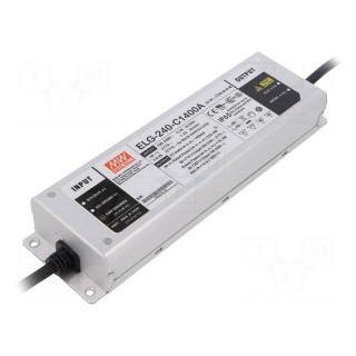 Power supply: switched-mode | LED | 239.4W | 86÷171VDC | 700÷1400mA