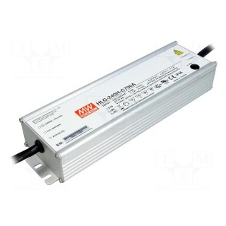 Power supply: switched-mode | LED | 250W | 178÷357VDC | 350÷700mA