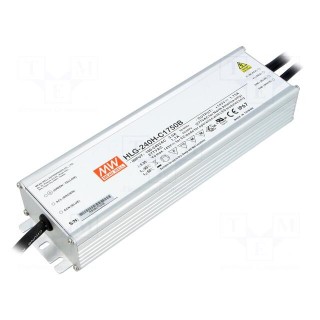 Power supply: switched-mode | LED | 250W | 71÷143VDC | 1750mA | IP67
