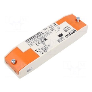 Power supply: switched-mode | LED | 27W | 10÷54VDC | 180÷700mA | IP20