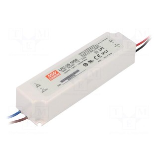 Power supply: switched-mode | LED | 31.5W | 9÷30VDC | 1050mA | IP67