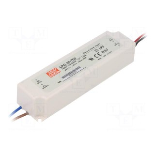 Power supply: switched-mode | LED | 33.6W | 9÷48VDC | 700mA | 90÷264VAC