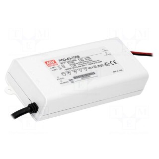 Power supply: switched-mode | LED | 39.9W | 34÷57VDC | 700mA | IP42