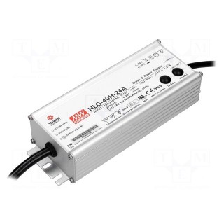 Power supply: switched-mode | LED | 40W | 24VDC | 1÷1.67A | 90÷305VAC