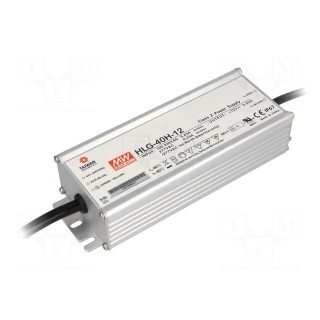 Power supply: switched-mode | LED | 40W | 12VDC | 3.33A | 90÷305VAC