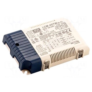 Power supply: switched-mode | LED | 40W | 20÷50VDC | 500÷1050mA | IP20