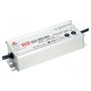 Power supply: switched-mode | LED | 40W | 36VDC | 0.67÷1.12A | IP65