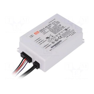 Power supply: switched-mode | LED | 45W | 54÷90VDC | 500mA | 90÷295VAC