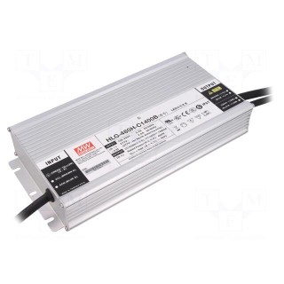 Power supply: switched-mode | LED | 480W | 171÷343VDC | 1400mA | IP67