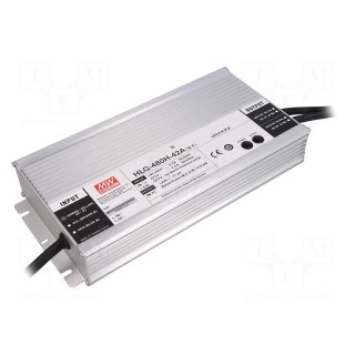 Power supply: switched-mode | LED | 480W | 42VDC | 5.7÷11.4A | IP65