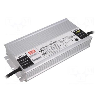 Power supply: switched-mode | LED | 480W | 85÷171VDC | 1400÷2800mA