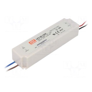 Power supply: switched-mode | LED | 50.4W | 9÷48VDC | 1050mA | IP67