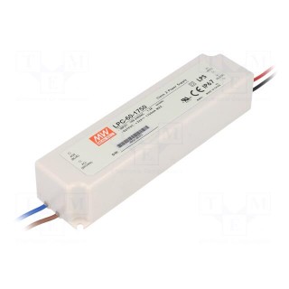 Power supply: switched-mode | LED | 59.5W | 9÷34VDC | 1750mA | IP67