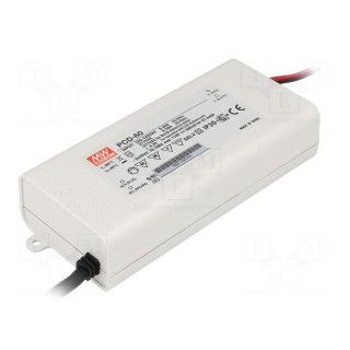 Power supply: switched-mode | LED | 60.2W | 50÷86VDC | 700mA | IP42