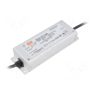 Power supply: switched-mode | LED | 60W | 12VDC | 10.8÷13.2VDC | 2.5÷5A