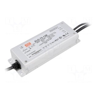 Power supply: switched-mode | LED | 60W | 12VDC | 5A | 180÷295VAC | IP67