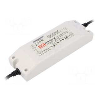 Power supply: switched-mode | LED | 60W | 12VDC | 5A | 90÷264VAC | IP64