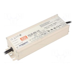Power supply: switched-mode | LED | 60W | 12VDC | 5A | 90÷264VAC | IP67