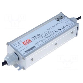 Power supply: switched-mode | LED | 62.4W | 48VDC | 1.3A | 90÷295VAC