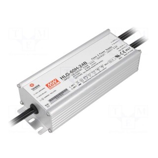 Power supply: switched-mode | LED | 60W | 24VDC | 2.5A | 90÷305VAC | IP67