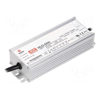 Power supply: switched-mode | LED | 60W | 36VDC | 1.7A | 90÷305VAC | IP67