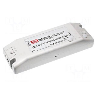 Power supply: switched-mode | LED | 62.4W | 48VDC | 33.6÷48VDC | 1.3A