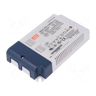 Power supply: switched-mode | LED | 65W | 34÷46VDC | 1400mA | IP20 | 86%