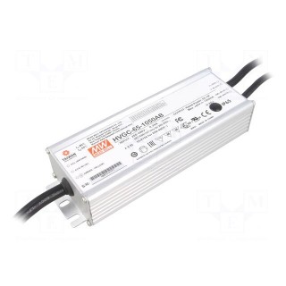 Power supply: switched-mode | LED | 65.1W | 6÷62VDC | 630÷1050mA | IP65