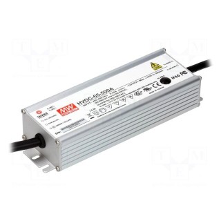 Power supply: switched-mode | LED | 65W | 13÷130VDC | 300÷500mA | IP65