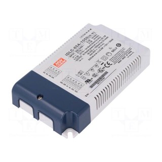 Power supply: switched-mode | LED | 65W | 46÷62VDC | 1050mA | IP20 | 87%