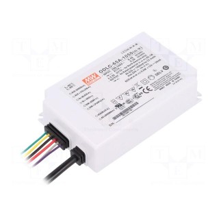 Power supply: switched-mode | LED | 65W | 46÷62VDC | 1050mA | IP67 | 430g