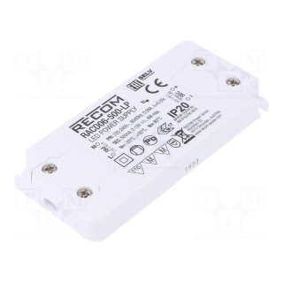 Power supply: switched-mode | LED | 6W | 2÷12VDC | 500mA | 198÷264VAC