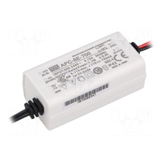 Power supply: switched-mode | LED | 7.7W | 6÷11VDC | 700mA | 180÷264VAC