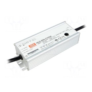Power supply: switched-mode | LED | 70W | 50÷100VDC | 420÷700mA | IP65