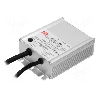 Power supply: switched-mode | LED | 72W | 48VDC | 0.9÷1.5A | 90÷305VAC