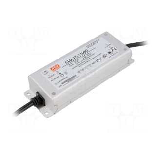 Power supply: switched-mode | LED | 74.55W | 35÷71VDC | 1050mA | IP67