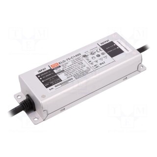 Power supply: switched-mode | LED | 75.6W | 27÷54VDC | 1400mA | IP67