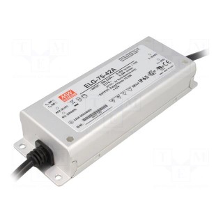 Power supply: switched-mode | LED | 76W | 42VDC | 0.9÷1.8A | 180÷295VAC