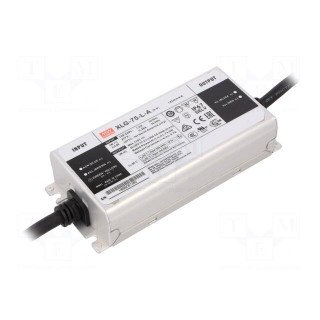 Power supply: switched-mode | LED | 75W | 53÷107VDC | 0.35÷1.05A | IP67